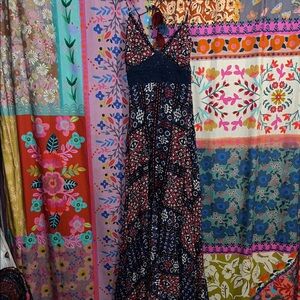 Floral Maxi Dress in Navy and Red